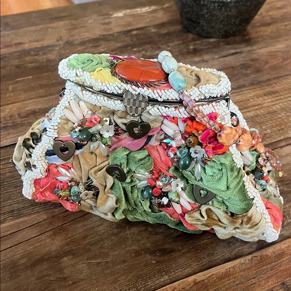 Vintage Mary Frances Floral Beaded Handbag with Beaded Strap - Picture 2 of 9